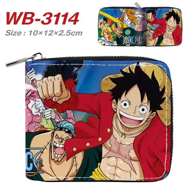 One Piece Anime Full Color Short All Inclusive Zipper Wallet 10x12x2.5cm WB-3114A