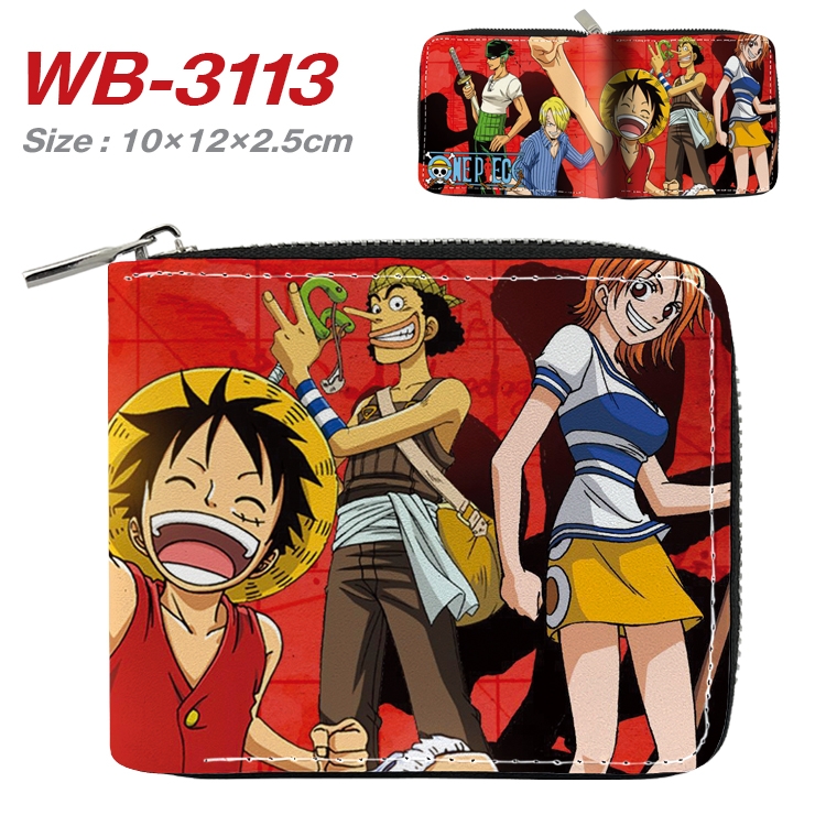 One Piece Anime Full Color Short All Inclusive Zipper Wallet 10x12x2.5cm  WB-3113A