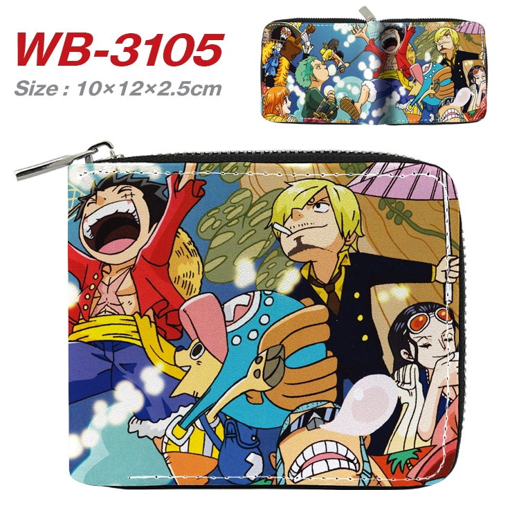 One Piece Anime Full Color Short All Inclusive Zipper Wallet 10x12x2.5cm  WB-3105A