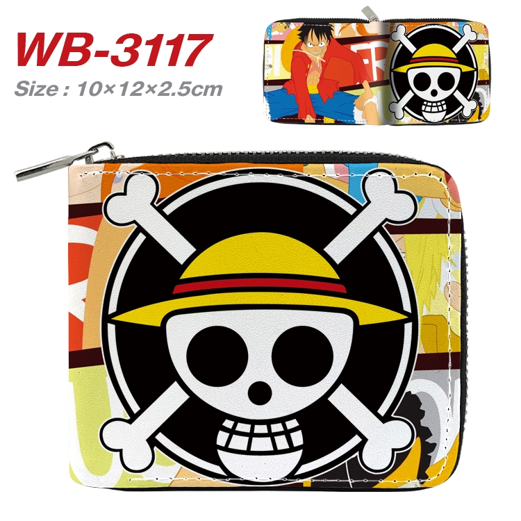 One Piece Anime Full Color Short All Inclusive Zipper Wallet 10x12x2.5cm WB-3117A