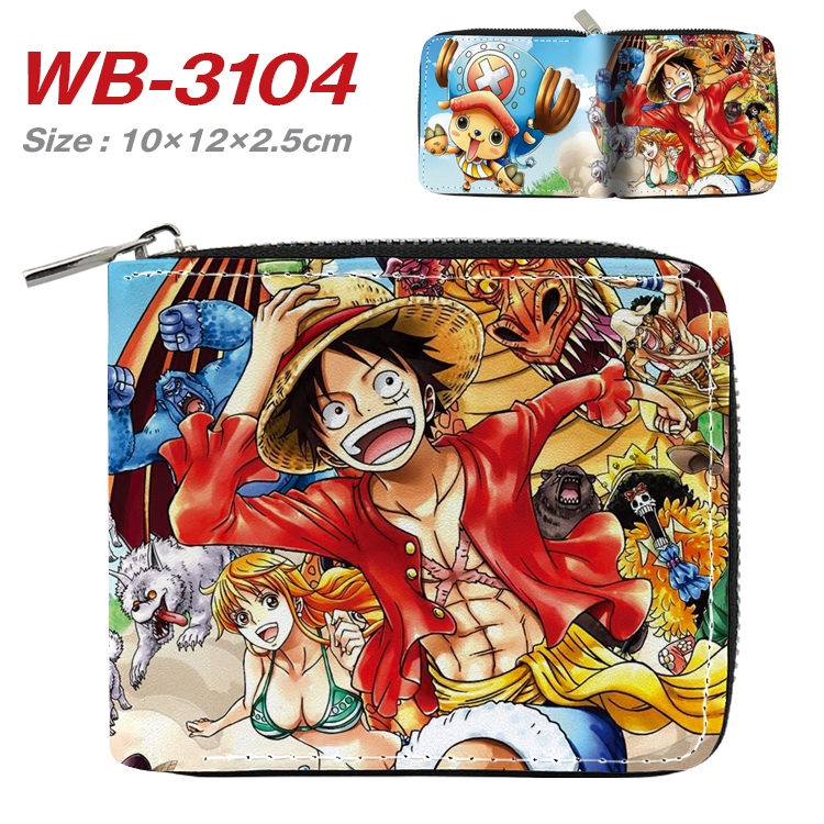 One Piece Anime Full Color Short All Inclusive Zipper Wallet 10x12x2.5cm   WB-3104A