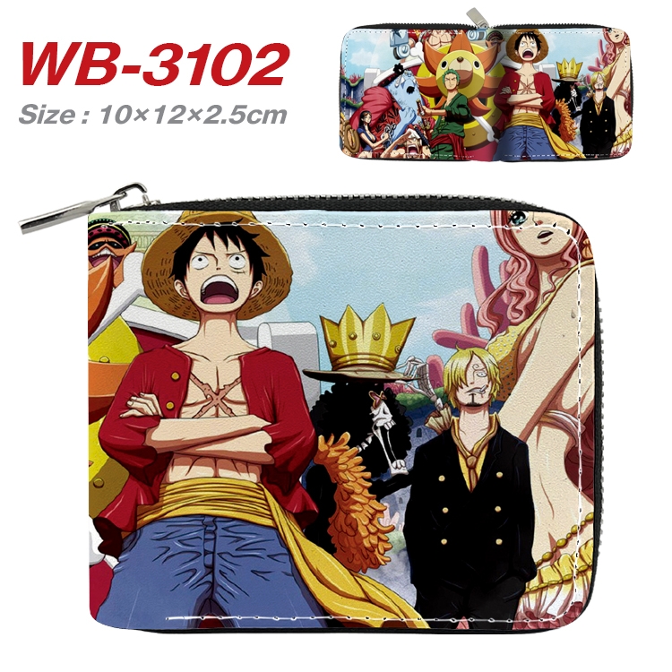 One Piece Anime Full Color Short All Inclusive Zipper Wallet 10x12x2.5cm  WB-3102A
