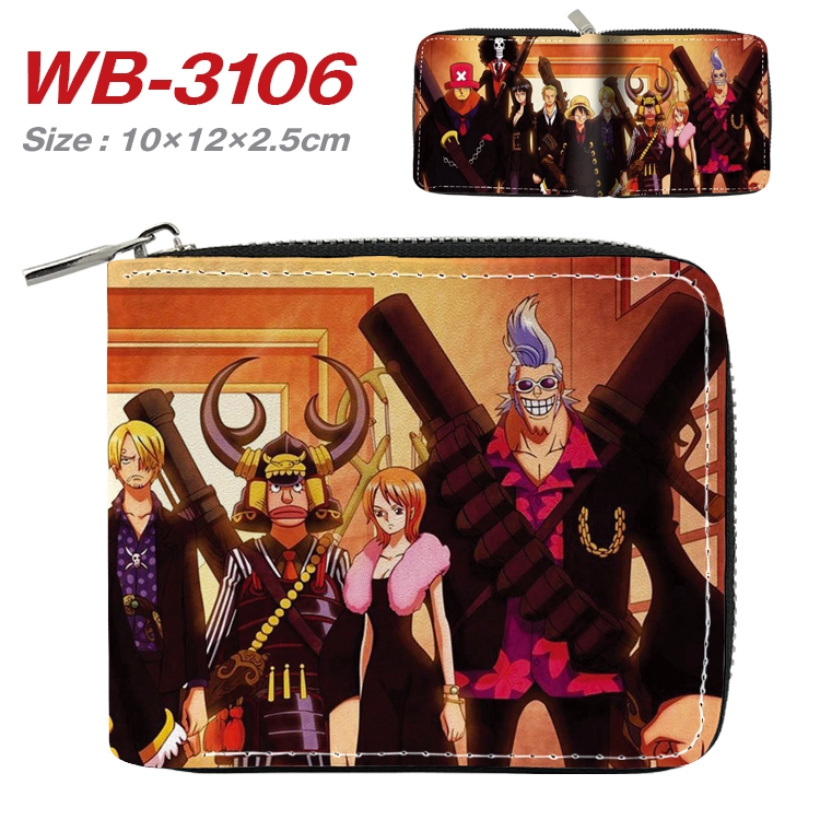 One Piece Anime Full Color Short All Inclusive Zipper Wallet 10x12x2.5cm  WB-3106A