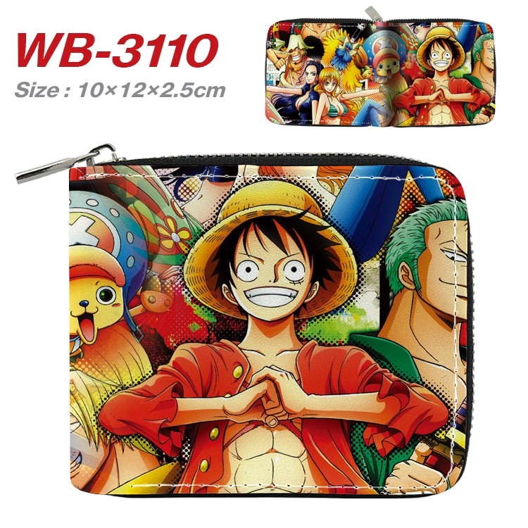 One Piece Anime Full Color Short All Inclusive Zipper Wallet 10x12x2.5cm  WB-3110A