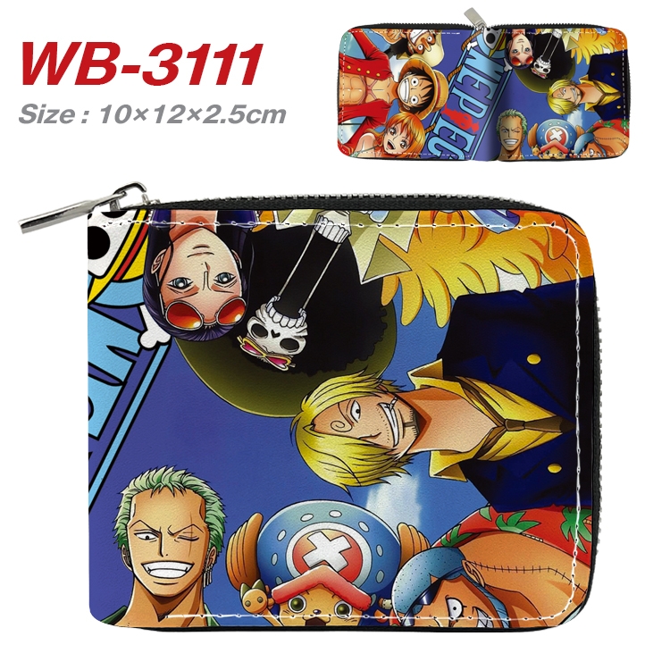 One Piece Anime Full Color Short All Inclusive Zipper Wallet 10x12x2.5cm WB-3111A