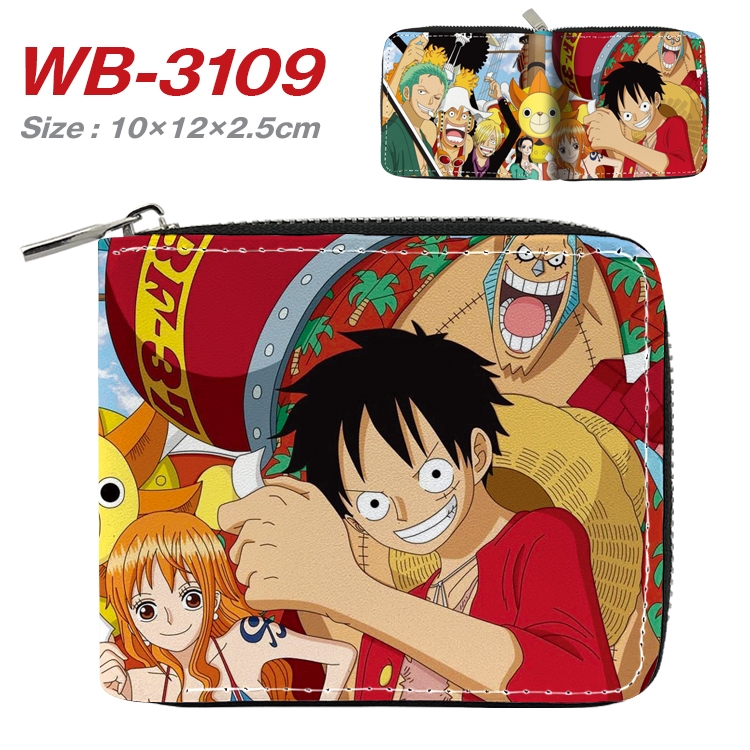 One Piece Anime Full Color Short All Inclusive Zipper Wallet 10x12x2.5cm WB-3109A