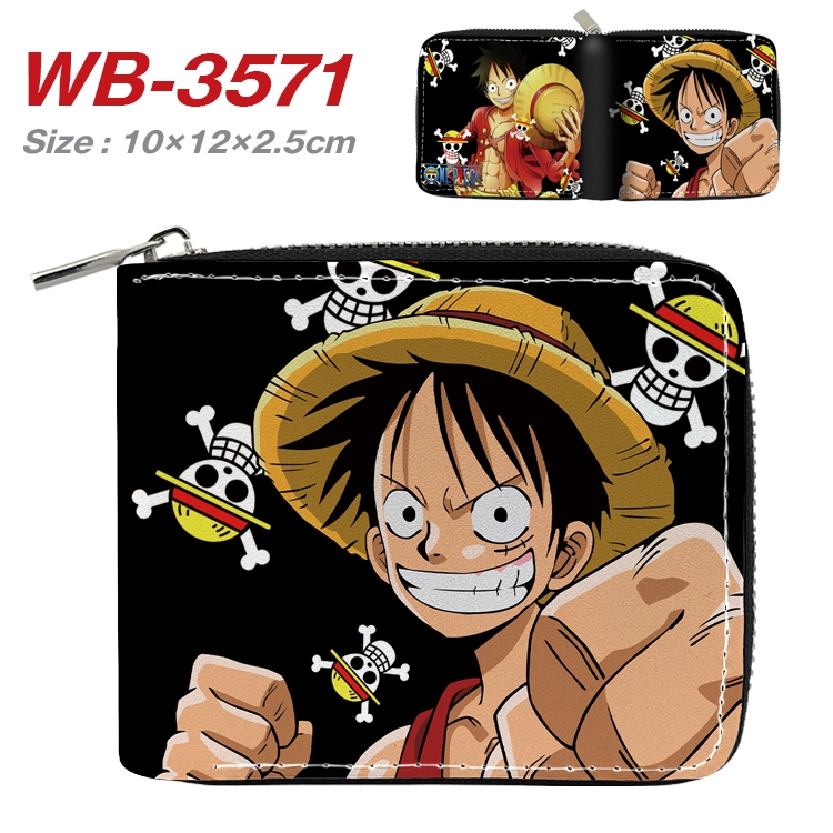 One Piece Anime Full Color Short All Inclusive Zipper Wallet 10x12x2.5cm WB-3571A