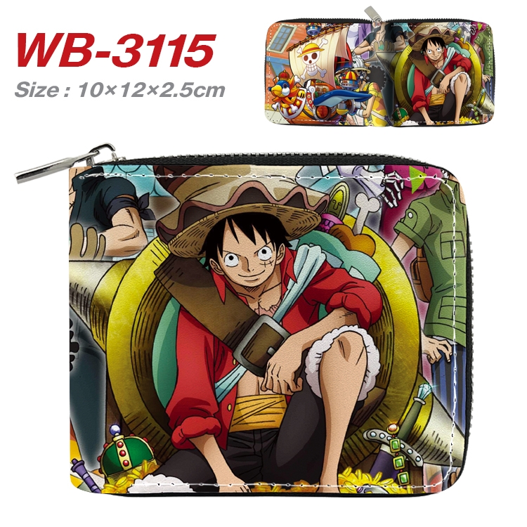 One Piece Anime Full Color Short All Inclusive Zipper Wallet 10x12x2.5cm WB-3115A