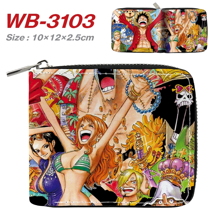 One Piece Anime Full Color Short All Inclusive Zipper Wallet 10x12x2.5cm  WB-3103A