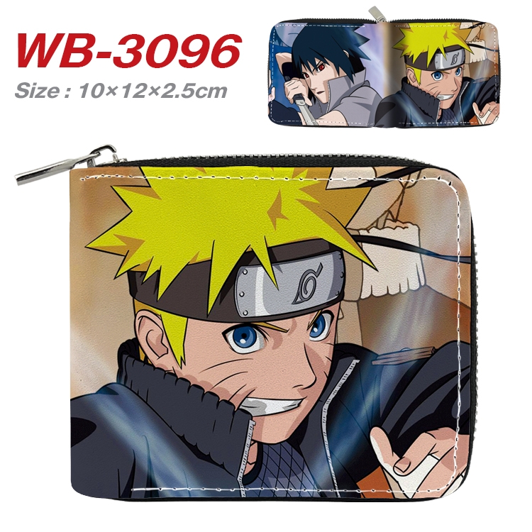 Naruto Anime Full Color Short All Inclusive Zipper Wallet 10x12x2.5cm WB-3096A