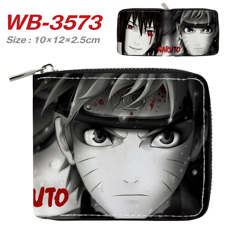 Naruto Anime Full Color Short All Inclusive Zipper Wallet 10x12x2.5cm WB-3573A