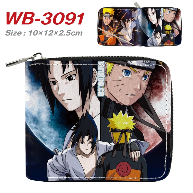 Naruto Anime Full Color Short All Inclusive Zipper Wallet 10x12x2.5cm WB-3091A