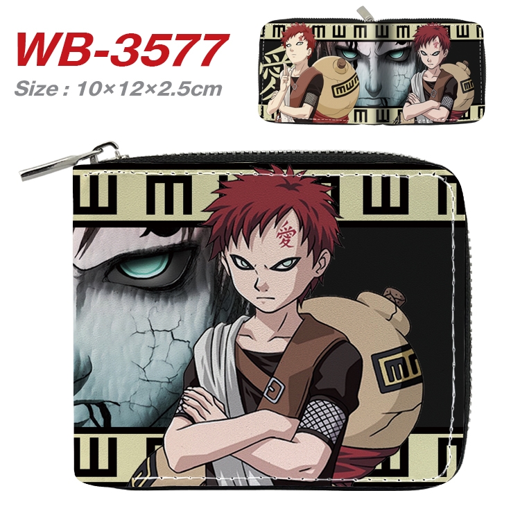 Naruto Anime Full Color Short All Inclusive Zipper Wallet 10x12x2.5cm WB-3577A