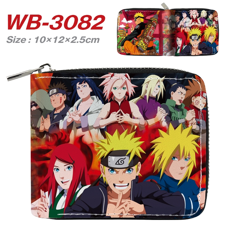 Naruto Anime Full Color Short All Inclusive Zipper Wallet 10x12x2.5cm WB-3082A