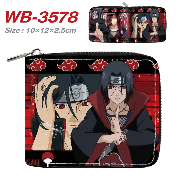 Naruto Anime Full Color Short All Inclusive Zipper Wallet 10x12x2.5cm  WB-3578A