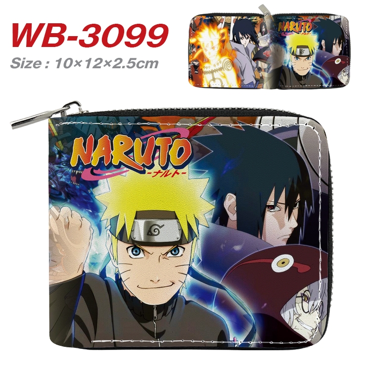 Naruto Anime Full Color Short All Inclusive Zipper Wallet 10x12x2.5cm  WB-3099A