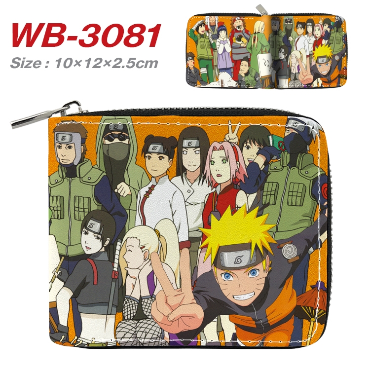 Naruto Anime Full Color Short All Inclusive Zipper Wallet 10x12x2.5cm  WB-3081A