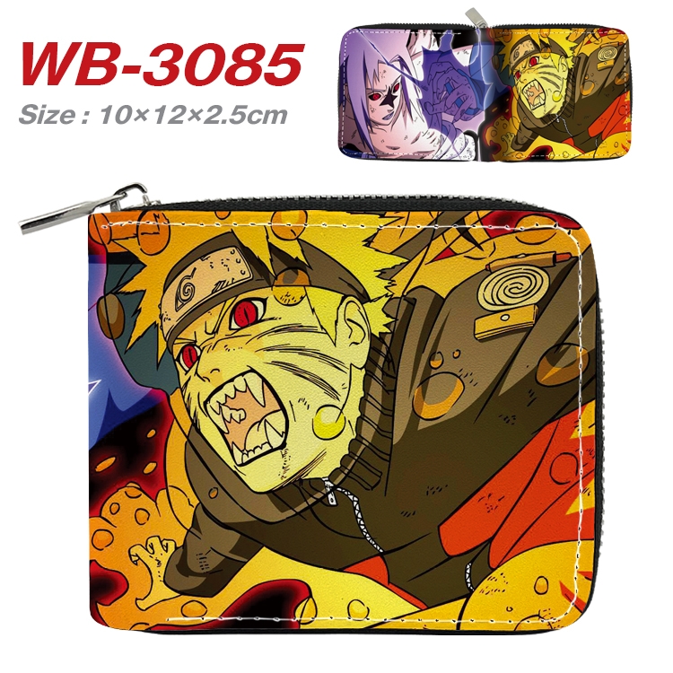 Naruto Anime Full Color Short All Inclusive Zipper Wallet 10x12x2.5cm WB-3085A