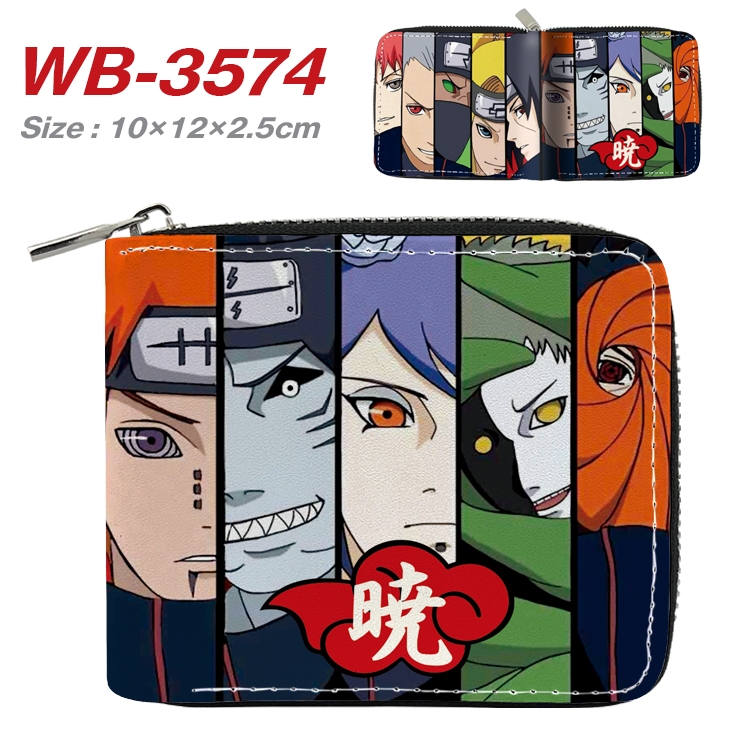 Naruto Anime Full Color Short All Inclusive Zipper Wallet 10x12x2.5cm WB-3574A