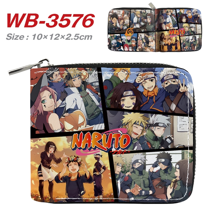 Naruto Anime Full Color Short All Inclusive Zipper Wallet 10x12x2.5cm WB-3576A