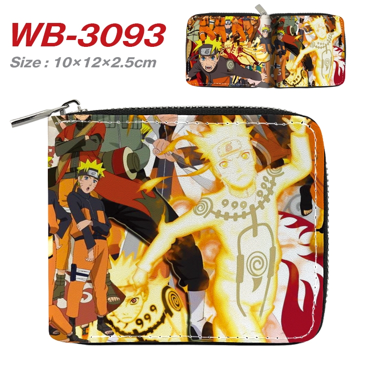 Naruto Anime Full Color Short All Inclusive Zipper Wallet 10x12x2.5cm WB-3093A