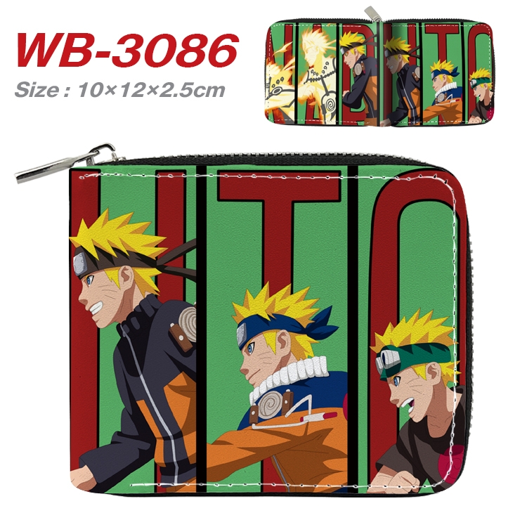 Naruto Anime Full Color Short All Inclusive Zipper Wallet 10x12x2.5cm  WB-3086A