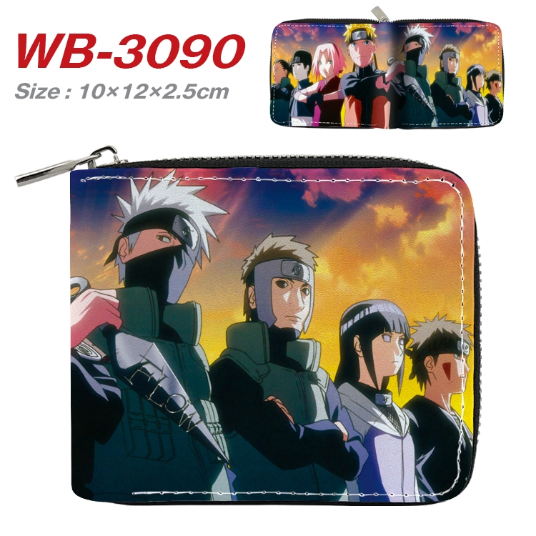 Naruto Anime Full Color Short All Inclusive Zipper Wallet 10x12x2.5cm  WB-3090A