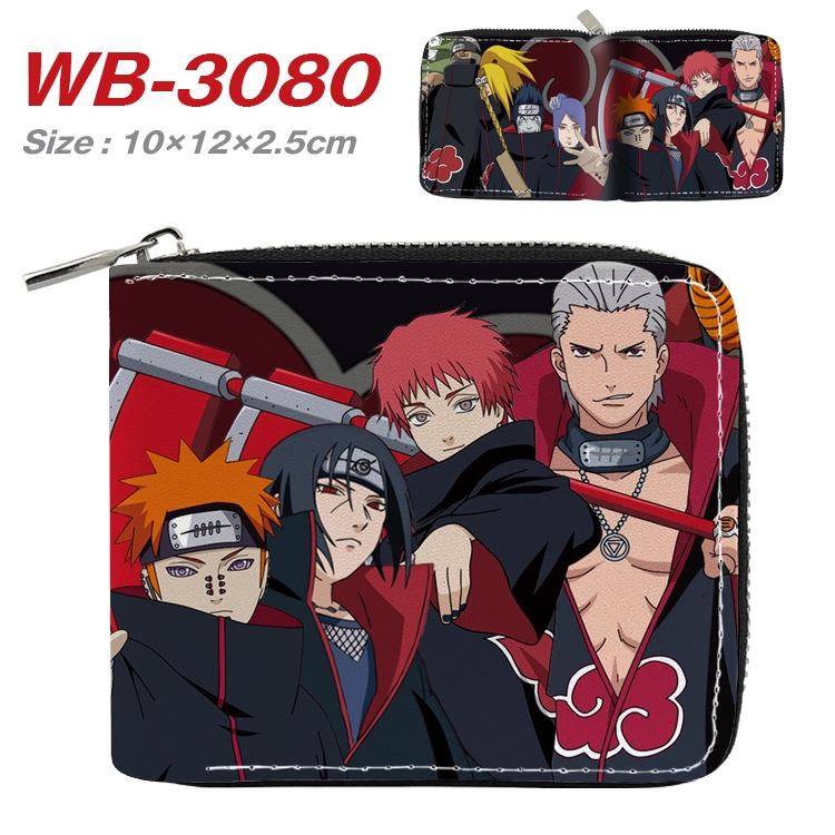 Naruto Anime Full Color Short All Inclusive Zipper Wallet 10x12x2.5cm  WB-3080A