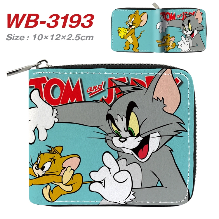 Tom and Jerry Anime Full Color Short All Inclusive Zipper Wallet 10x12x2.5cm WB-3193A
