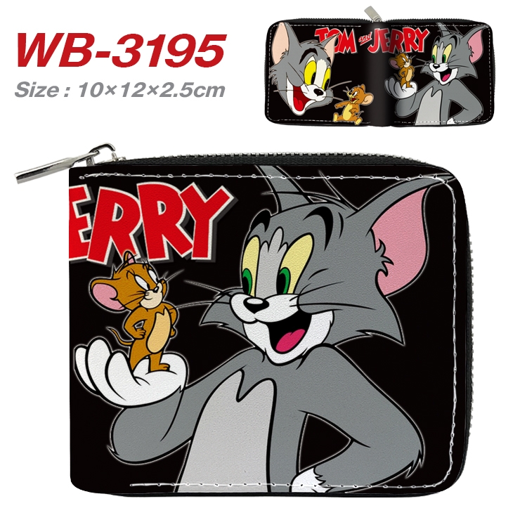 Tom and Jerry Anime Full Color Short All Inclusive Zipper Wallet 10x12x2.5cm WB-3195A