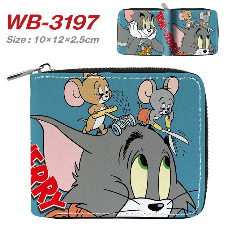 Tom and Jerry Anime Full Color Short All Inclusive Zipper Wallet 10x12x2.5cm WB-3197A