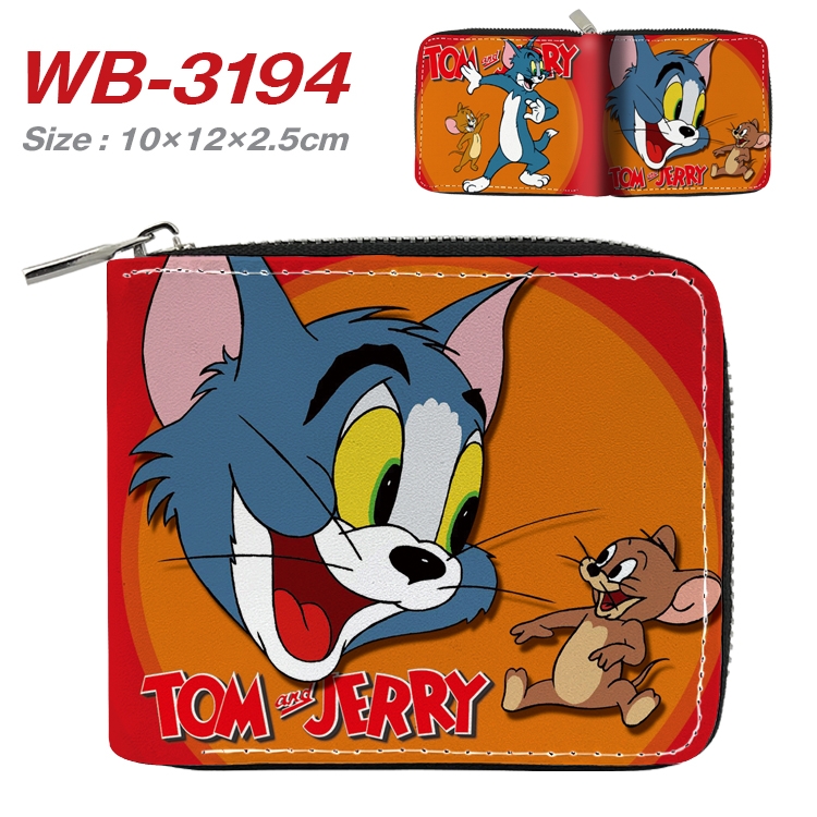 Tom and Jerry Anime Full Color Short All Inclusive Zipper Wallet 10x12x2.5cm WB-3194A
