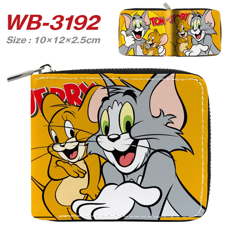 Tom and Jerry Anime Full Color Short All Inclusive Zipper Wallet 10x12x2.5cm WB-3192A