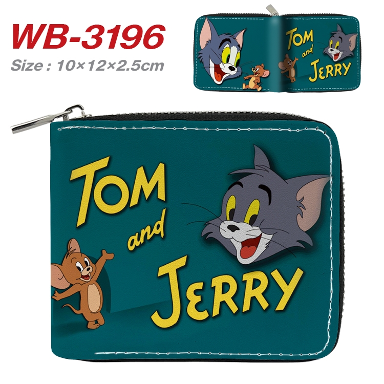 Tom and Jerry Anime Full Color Short All Inclusive Zipper Wallet 10x12x2.5cm WB-3196A