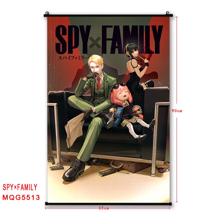 SPY×FAMILY  black Plastic rod Cloth painting Wall Scroll 60X90CM MQG-5513