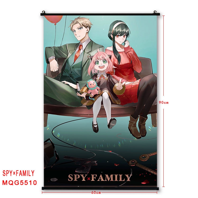 SPY×FAMILY  black Plastic rod Cloth painting Wall Scroll 60X90CM MQG-5510