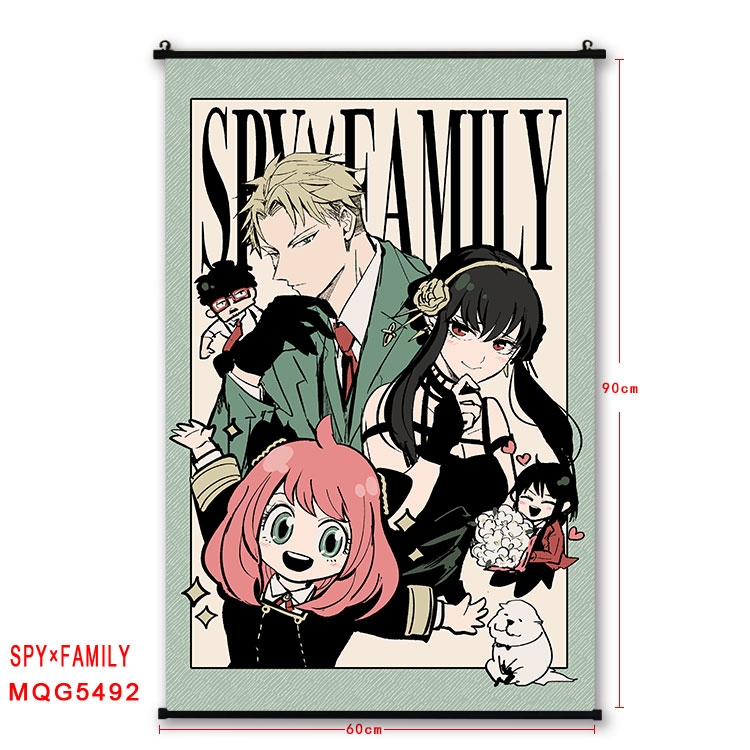 SPY×FAMILY  black Plastic rod Cloth painting Wall Scroll 60X90CM MQG-5492