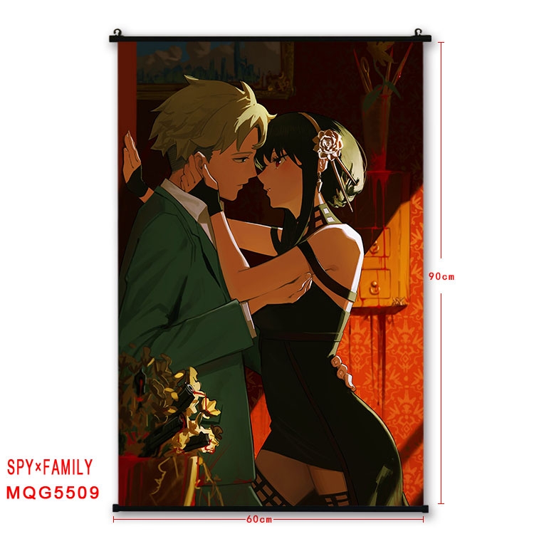 SPY×FAMILY  black Plastic rod Cloth painting Wall Scroll 60X90CM  MQG-5509