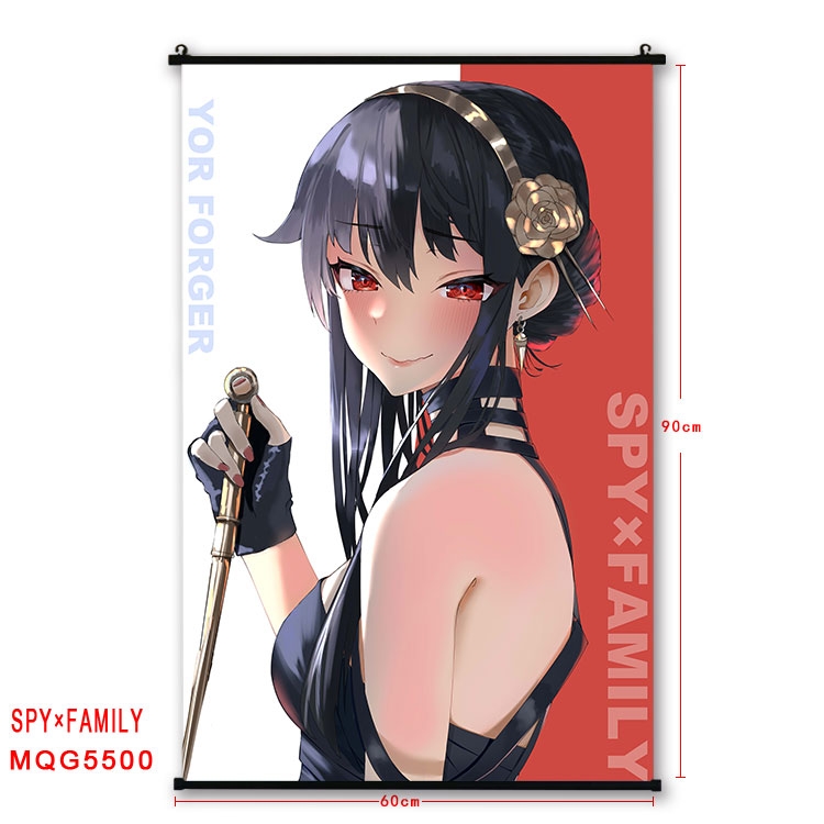 SPY×FAMILY  black Plastic rod Cloth painting Wall Scroll 60X90CM