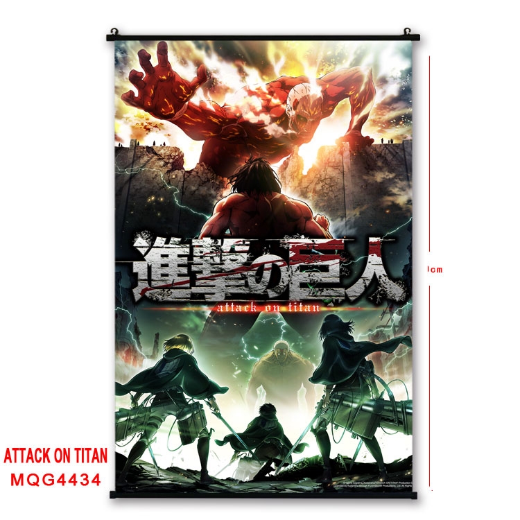 Shingeki no Kyojin black Plastic rod Cloth painting Wall Scroll 60X90CM MQG-4434