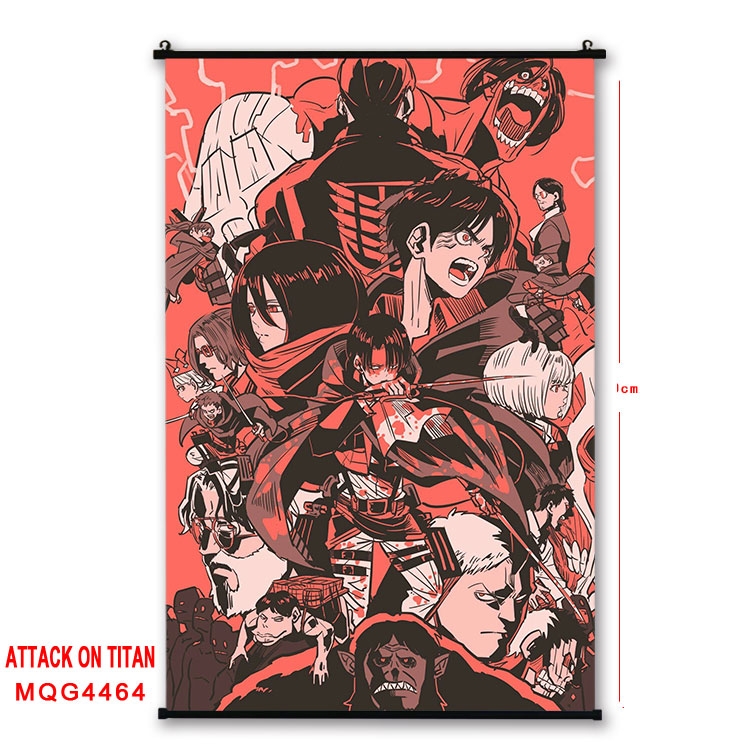 Shingeki no Kyojin black Plastic rod Cloth painting Wall Scroll 60X90CM MQG-4464