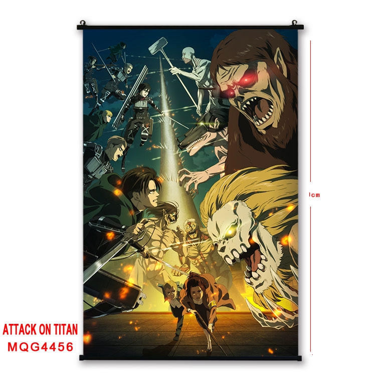 Shingeki no Kyojin black Plastic rod Cloth painting Wall Scroll 60X90CM MQG-4456