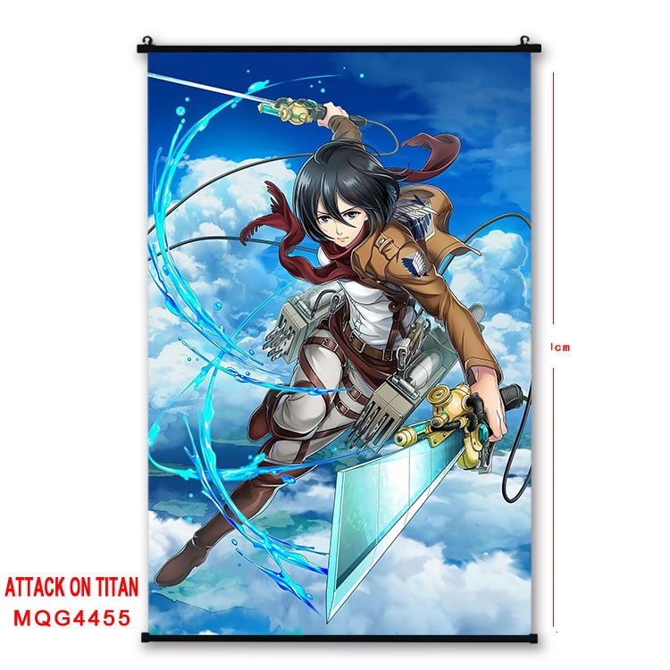 Shingeki no Kyojin black Plastic rod Cloth painting Wall Scroll 60X90CM  MQG-4455