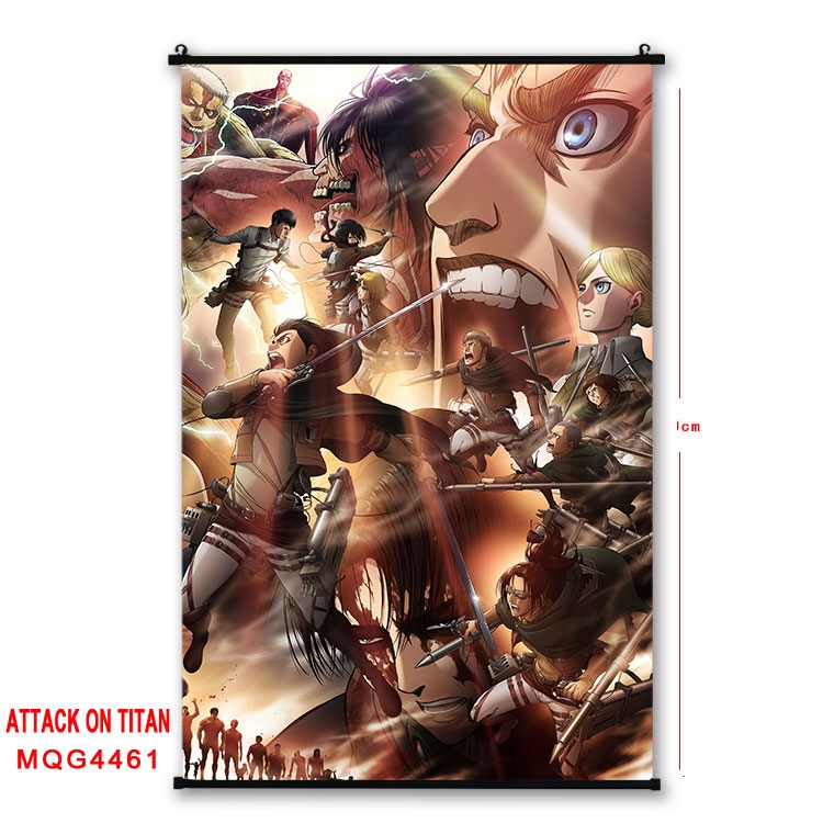 Shingeki no Kyojin black Plastic rod Cloth painting Wall Scroll 60X90CM  MQG-4461