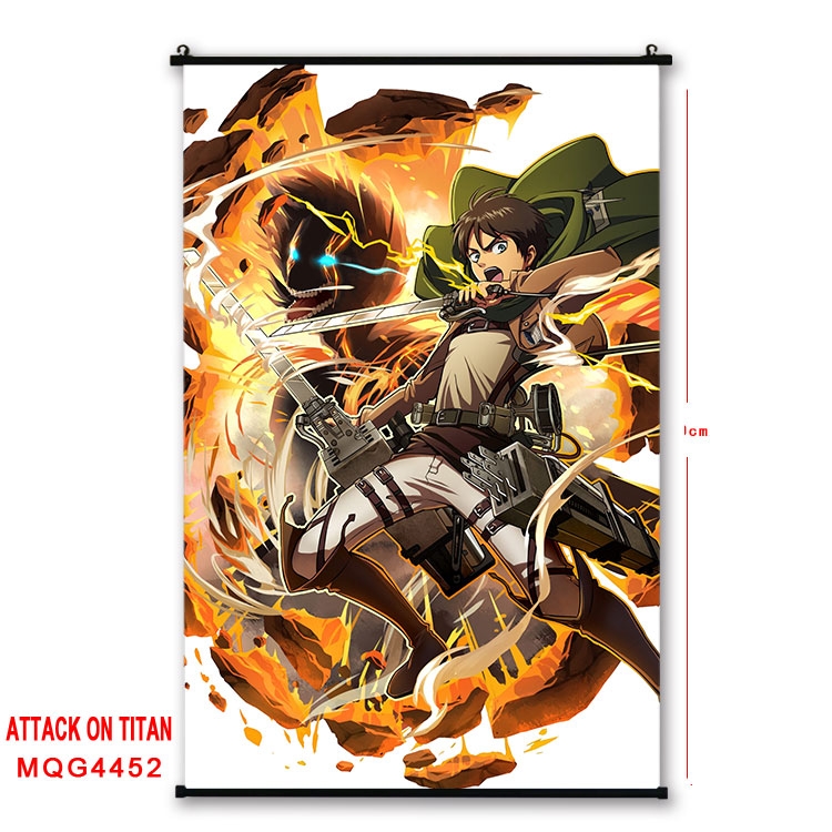 Shingeki no Kyojin black Plastic rod Cloth painting Wall Scroll 60X90CM MQG-4452