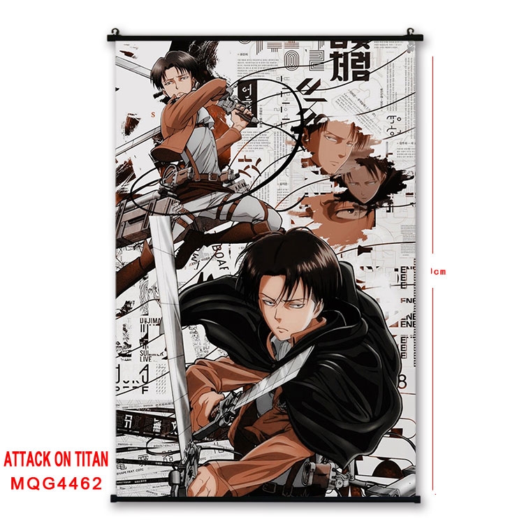 Shingeki no Kyojin black Plastic rod Cloth painting Wall Scroll 60X90CM MQG-4462