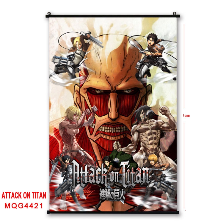 Shingeki no Kyojin black Plastic rod Cloth painting Wall Scroll 60X90CM MQG-4421