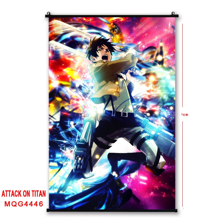 Shingeki no Kyojin black Plastic rod Cloth painting Wall Scroll 60X90CM MQG-4446