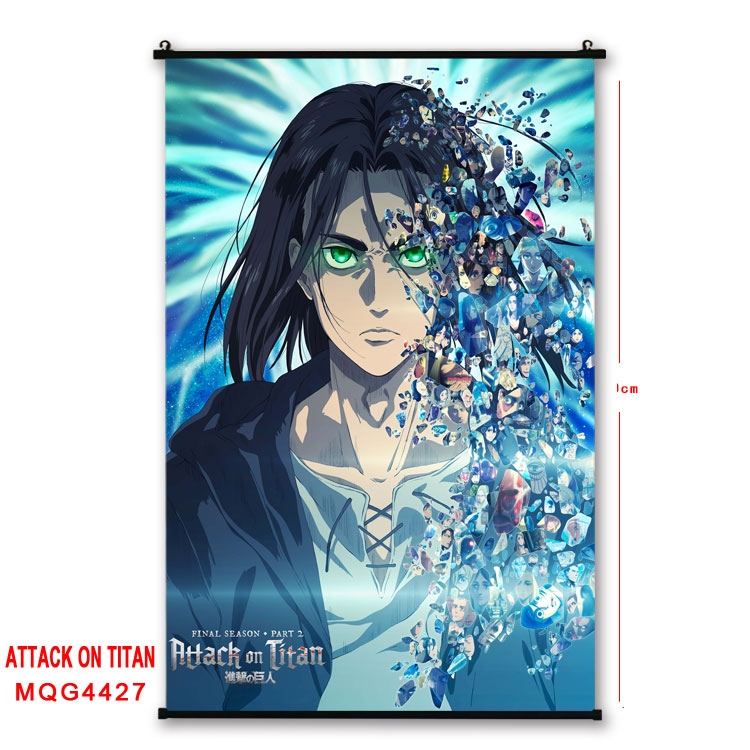 Shingeki no Kyojin black Plastic rod Cloth painting Wall Scroll 60X90CM MQG-4427