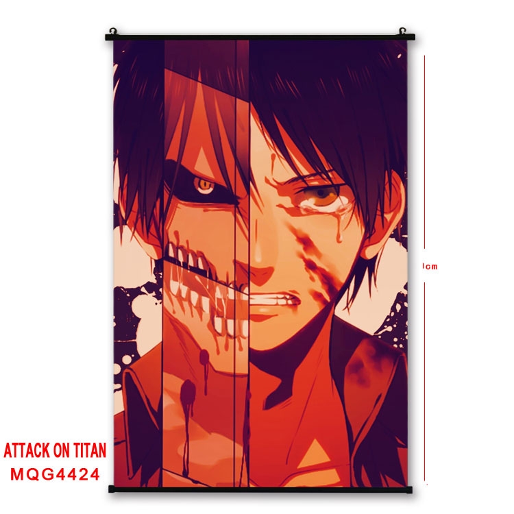 Shingeki no Kyojin black Plastic rod Cloth painting Wall Scroll 60X90CM MQG-4424